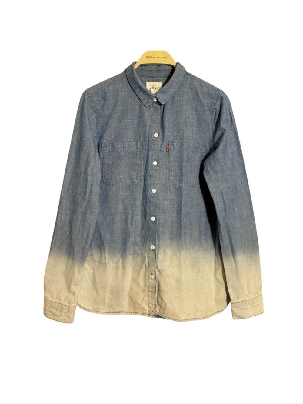 Levis Jean Button Shirt Women Size S Two Tones Colorblock Pockets Western Retro
